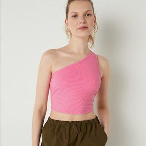 Victoria's Secret PINK Rib One-Shoulder Crop Tank Top 💕